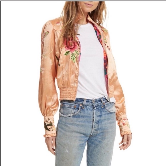 Free People Just Peachy Bomber Jacket- XS - Picture 7 of 7